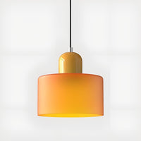 Mid-Century Glass Pendant Light — Coloured Tiered Shade, Plug-In or Hardwired