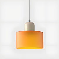 Mid-Century Glass Pendant Light — Coloured Tiered Shade, Plug-In or Hardwired