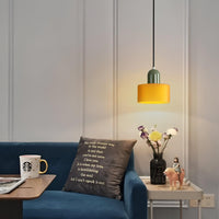 Mid-Century Glass Pendant Light — Coloured Tiered Shade, Plug-In or Hardwired