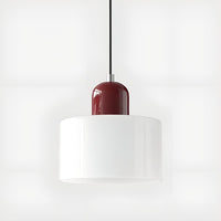 Mid-Century Glass Pendant Light — Coloured Tiered Shade, Plug-In or Hardwired