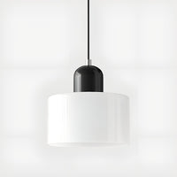 Mid-Century Glass Pendant Light — Coloured Tiered Shade, Plug-In or Hardwired