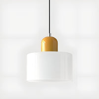 Mid-Century Glass Pendant Light — Coloured Tiered Shade, Plug-In or Hardwired