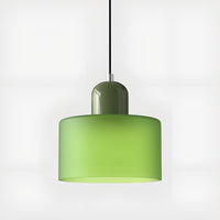 Mid-Century Glass Pendant Light — Coloured Tiered Shade, Plug-In or Hardwired