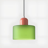 Mid-Century Glass Pendant Light — Coloured Tiered Shade, Plug-In or Hardwired