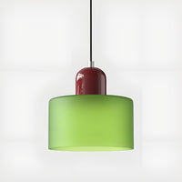 Mid-Century Glass Pendant Light — Coloured Tiered Shade, Plug-In or Hardwired