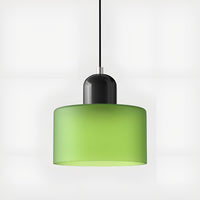 Mid-Century Glass Pendant Light — Coloured Tiered Shade, Plug-In or Hardwired