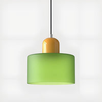Mid-Century Glass Pendant Light — Coloured Tiered Shade, Plug-In or Hardwired