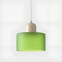 Mid-Century Glass Pendant Light — Coloured Tiered Shade, Plug-In or Hardwired