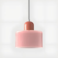 Mid-Century Glass Pendant Light — Coloured Tiered Shade, Plug-In or Hardwired