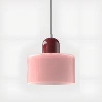 Mid-Century Glass Pendant Light — Coloured Tiered Shade, Plug-In or Hardwired