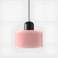 Mid-Century Glass Pendant Light — Coloured Tiered Shade, Plug-In or Hardwired