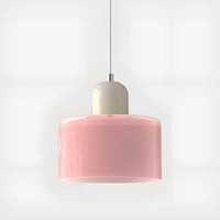 Mid-Century Glass Pendant Light — Coloured Tiered Shade, Plug-In or Hardwired