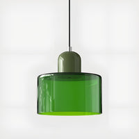 Mid-Century Glass Pendant Light — Coloured Tiered Shade, Plug-In or Hardwired