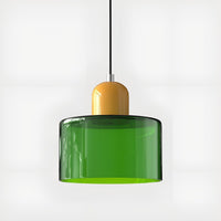Mid-Century Glass Pendant Light — Coloured Tiered Shade, Plug-In or Hardwired