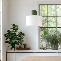 Mid-Century Glass Pendant Light — Coloured Tiered Shade, Plug-In or Hardwired