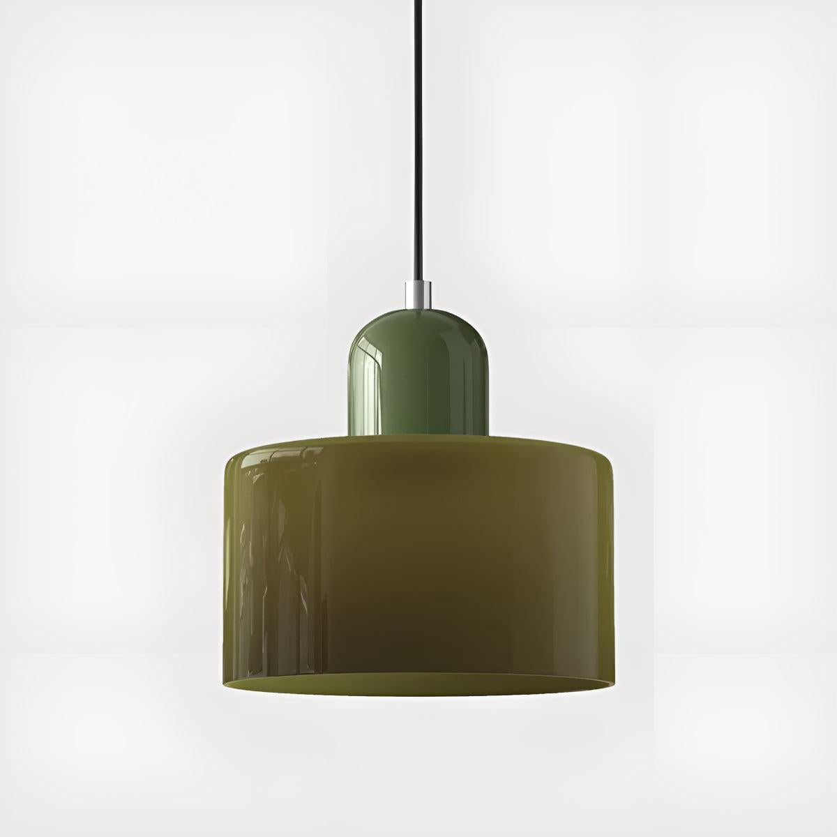 Mid-Century Glass Pendant Light — Coloured Tiered Shade, Plug-In or Hardwired