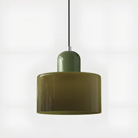 Mid-Century Glass Pendant Light — Coloured Tiered Shade, Plug-In or Hardwired