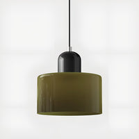 Mid-Century Glass Pendant Light — Coloured Tiered Shade, Plug-In or Hardwired
