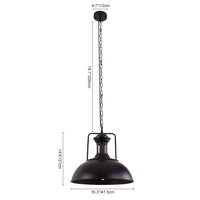 Industrial Dome Pendant Light — Black Hammered Metal