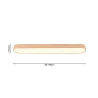 Oval LED Flush Mount Ceiling Light — Wood Grain Trim