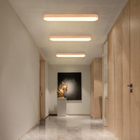 Oval LED Flush Mount Ceiling Light — Wood Grain Trim