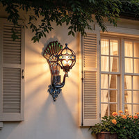 PeacockGlow | Elegant Vintage Aluminum Outdoor Wall Sconce Light 1