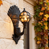 PeacockGlow | Elegant Vintage Aluminum Outdoor Wall Sconce Light 5
