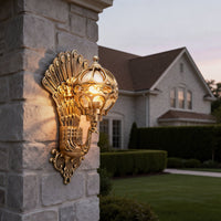 PeacockGlow | Elegant Vintage Aluminum Outdoor Wall Sconce Light 6