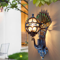 PeacockGlow | Elegant Vintage Aluminum Outdoor Wall Sconce Light 7