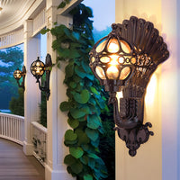 PeacockGlow | Elegant Vintage Aluminum Outdoor Wall Sconce Light 9