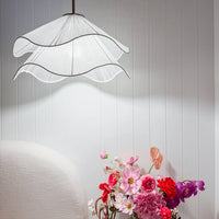 Japandi Fabric Pendant Light — Draped Linen-Look Shade