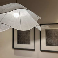 Japandi Fabric Pendant Light — Draped Linen-Look Shade