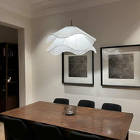 Japandi Fabric Pendant Light — Draped Linen-Look Shade