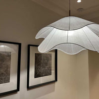 Japandi Fabric Pendant Light — Draped Linen-Look Shade