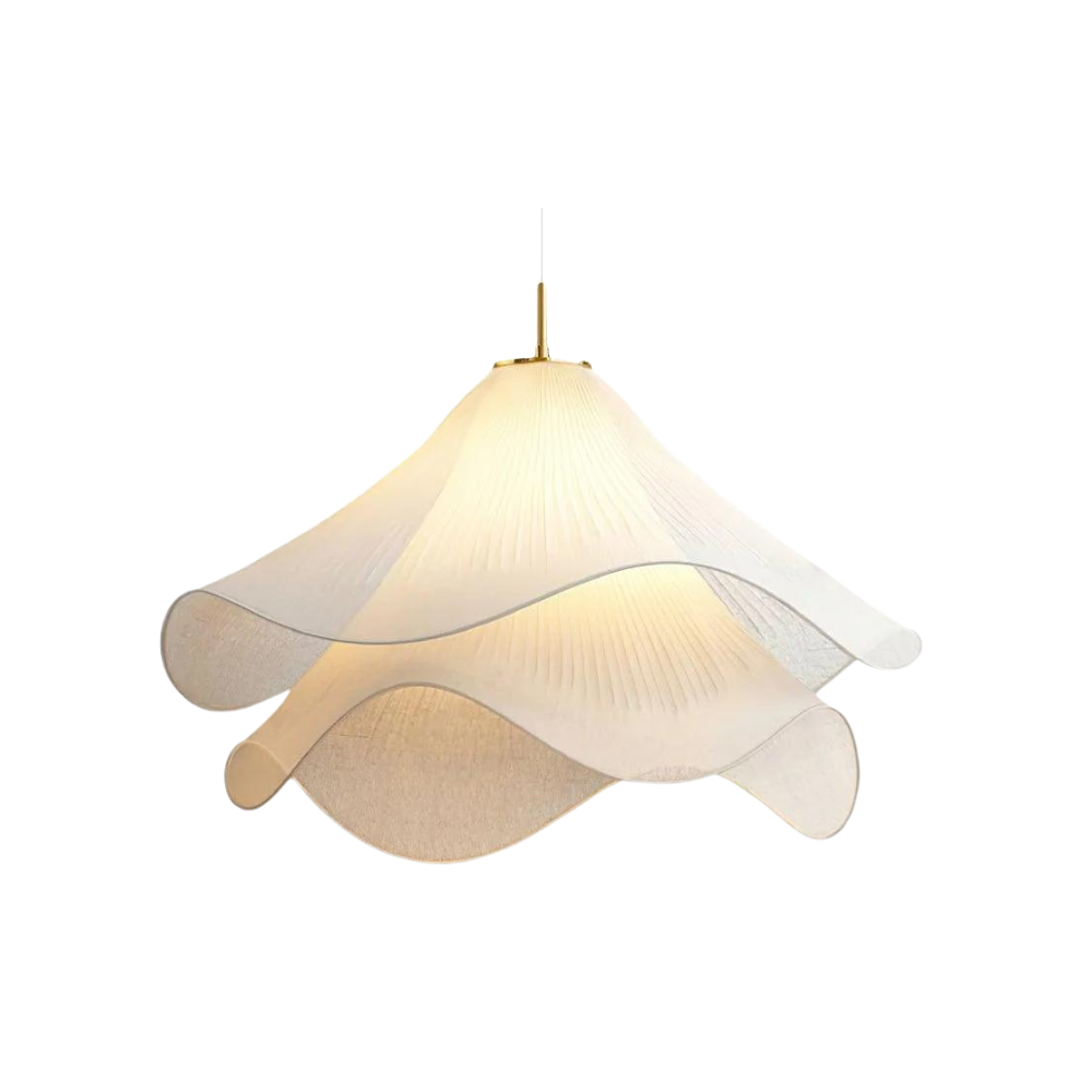 Japandi Fabric Pendant Light — Draped Linen-Look Shade