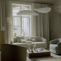 Woven Silk Fabric Pendant Light — Japandi Sculptural Shade