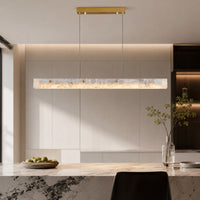 Marble Linear LED Pendant — Stainless Steel Bar for Kitchen Islands
