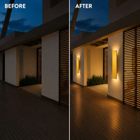 Gold LED Outdoor Wall Light — Slim Aluminium Bar, IP65