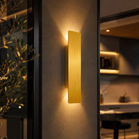 Gold LED Outdoor Wall Light — Slim Aluminium Bar, IP65