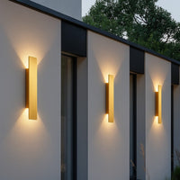 Gold LED Outdoor Wall Light — Slim Aluminium Bar, IP65