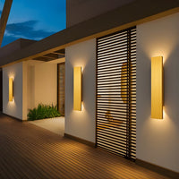 Gold LED Outdoor Wall Light — Slim Aluminium Bar, IP65