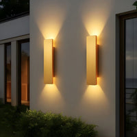 Gold LED Outdoor Wall Light — Slim Aluminium Bar, IP65