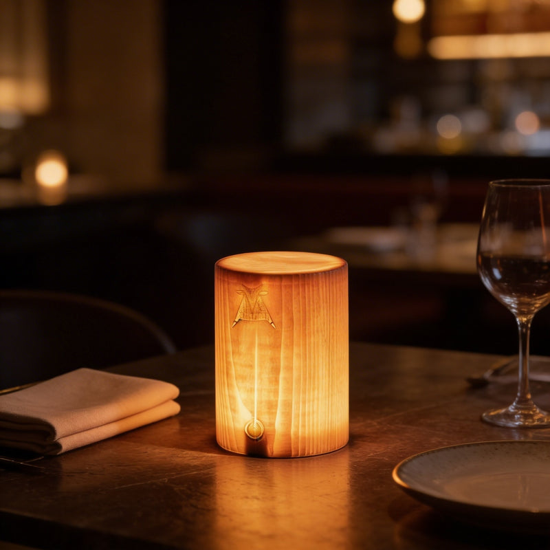 Cordless Wooden Table Lamp — Rechargeable Touch Lamp, 3 Brightness Levels