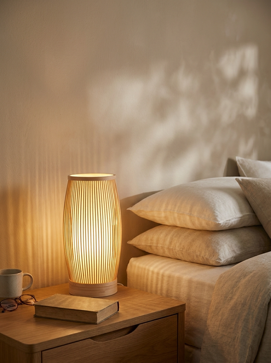 BambooGlow woven bamboo table lamp