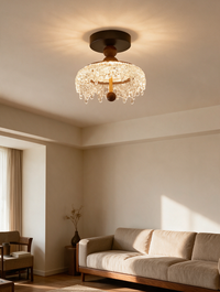AureliaWood walnut LED semi-flush ceiling light