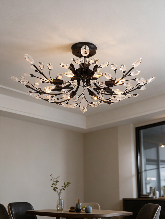 LustreLeaf crystal semi-flush ceiling light