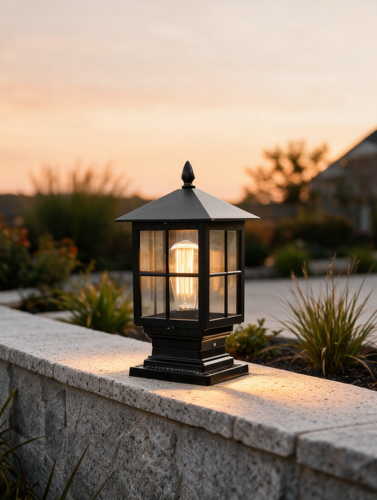 LuminaraStone solar or hardwired exterior pillar light