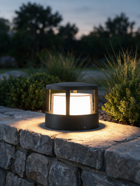 Basalt round outdoor bollard light