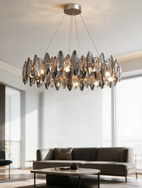 Lunaris smoke grey K9 crystal chandelier — view 3