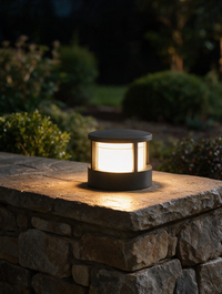 Basalt round outdoor bollard light — view 3